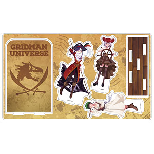 プレミアム アクリルジオラマプレート「グリッドマンユニバース」02/新条アカネ＆2代目＆ひめ 海賊ver.(描き下ろしイラスト)