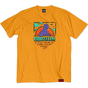 ゴジラ 70周年記念 昭和シリーズ シーンイラスト Tシャツ 1(サンセット) ゴールド S