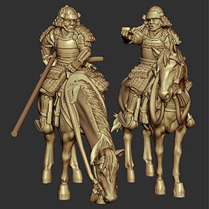1/72 戦国時代(日本) 騎馬武者 待機(2組セット、エッチング製武器付属)