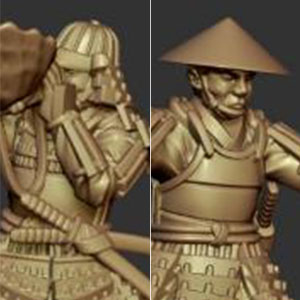 1/72 戦国時代(日本) 螺役(かいやく)、旗指物持、使番、背負陣太鼓(5体セット、小物付属)