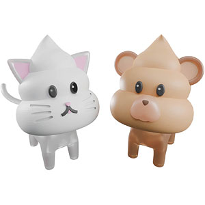 クレイモデルキット あにまるうんちセット1 ねこ＆くま プラモデル