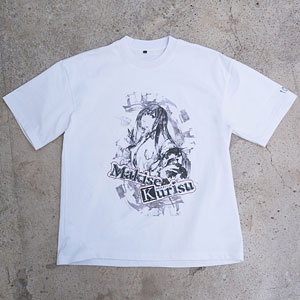 STEINS；GATE 牧瀬紅莉栖 水墨画風 白地 モノクロTシャツ S[有心