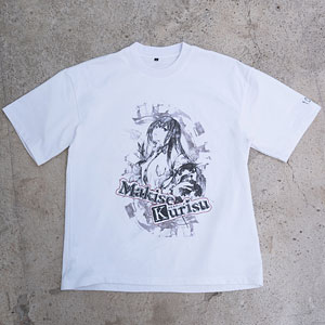 STEINS；GATE 牧瀬紅莉栖 水墨画風 白地 モノクロTシャツ M