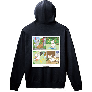 夏目友人帳 描き下ろし 12時から15時のニャンコ先生 ニャンコ先生の1日ver. バックプリントパーカー メンズ XXL