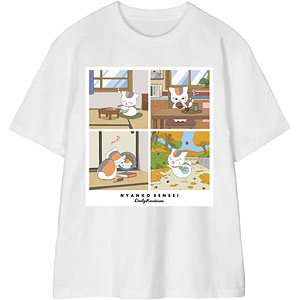 夏目友人帳 描き下ろし 8時から11時のニャンコ先生 ニャンコ先生の1日ver. Tシャツ レディース L