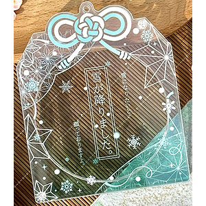 推し活グッズ アクリル缶バッジケース 御守×雪花 パープル
