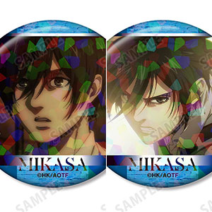 進撃の巨人 ミカサ 場面写ホログラム缶バッジ2個セット