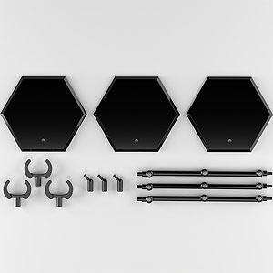 THE シンプルスタンド&times;3 BLACK[フィギュア＆模型用]〈HEX〉タイプ