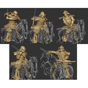 1/72 戦国時代(日本) 騎馬武者 (槍) (5体セット、エッチング