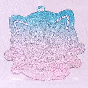 推し活グッズ 缶バッジフレーム ラクガキ動物園 ネコちゃん(ライトブルー×ピンク)