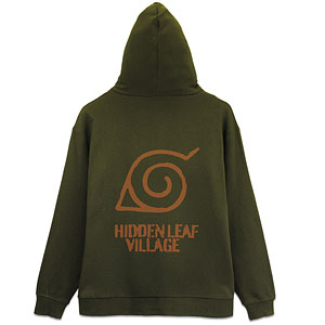 NARUTO-ナルト- 疾風伝 木ノ葉隠れの里ヴィンテージロゴ ジップパーカー/MOSS-XXL
