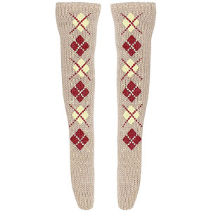 1/12 アーガイル柄ニーソックス ベージュ (ドール用)
