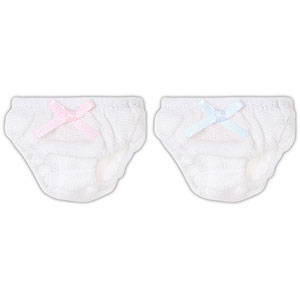 1/6 PNS リボンニットショーツset ホワイト×ピンク・ホワイト×ブルー (ドール用)