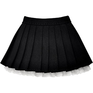 1/6 PNS フリル付きプリーツスカート ブラック×ホワイト (ドール用)