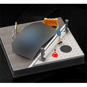 1/64 街角ミニジオラマ003 マンホールの道路脇