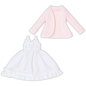 1/6 PNXS リボンキャミワンピ＆カーディガンset ホワイト×パウダーピンク (ドール用)
