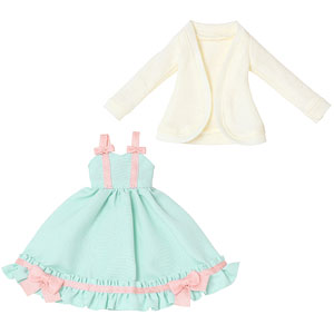 1/6 PNXS リボンキャミワンピ＆カーディガンset ミント×クリームイエロー (ドール用)