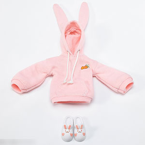 【限定販売】うさ耳パーカー(ピンク)・うさぎスリッパ(ホワイト)(ドール用)
