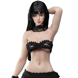 1/12スーパーフレキシブル 女性シームレスボディ ワスプウエスト＆ナチュラルカーブ ヘッド付/ブラックヘア＆サンタンスキン