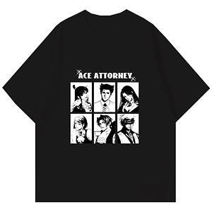 逆転裁判 クルーネックTシャツ ブラックXL