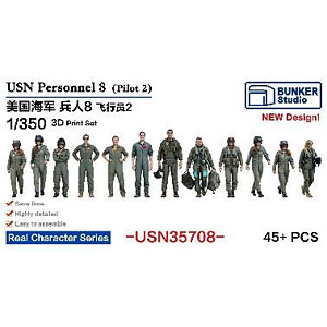 1/350 米海軍 フィギュアセット 6(空母甲板クルー)[バンカースタジオ