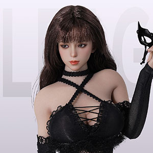 【特典】1/6 アルーリングキティガール プラチナシリコン女性素体 サンタン ブラック ラージバスト ヘッド付