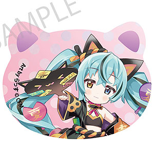 初音ミク×招き猫×真夏の熊谷」猫型缶バッジ 初音ミク 黒猫1 Art by ら