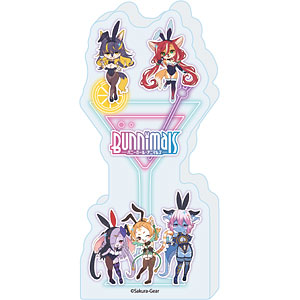 ミニアクリルブロック「Bunnimals -バニーガール・アニマルズ-」06/集合デザイン(レトロアートイラスト)